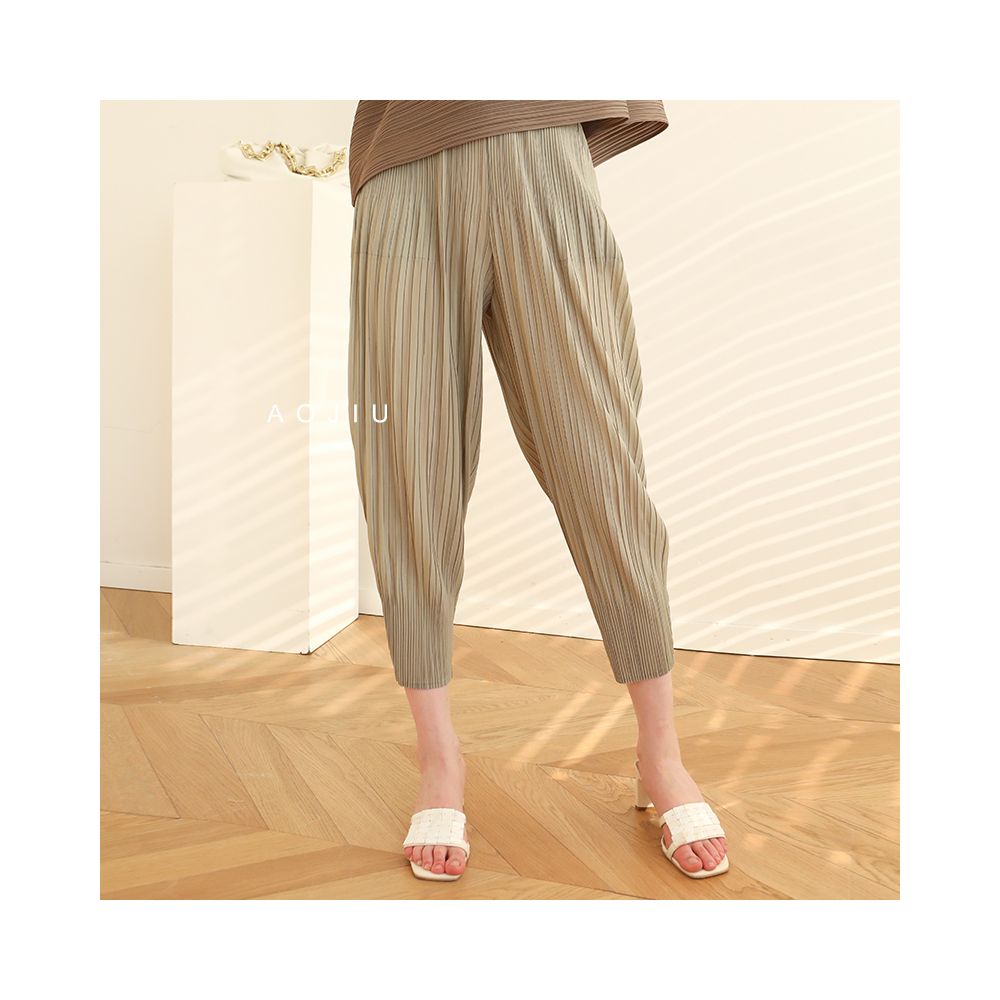 Ao Jiu San Zhai Folded Small Legged Pants for Women 2024 Spring Summer New Style Loose and Slim Hundred Fold Casual Haren Pants Long Pants image 9