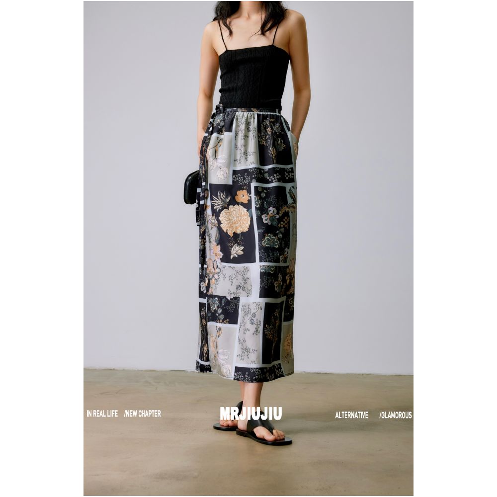 MR 99 Flower Shadow Floating World Picture Exclusive National Gift 6A Grade Silk Tulip Twill Air Pants Skirts image 12
