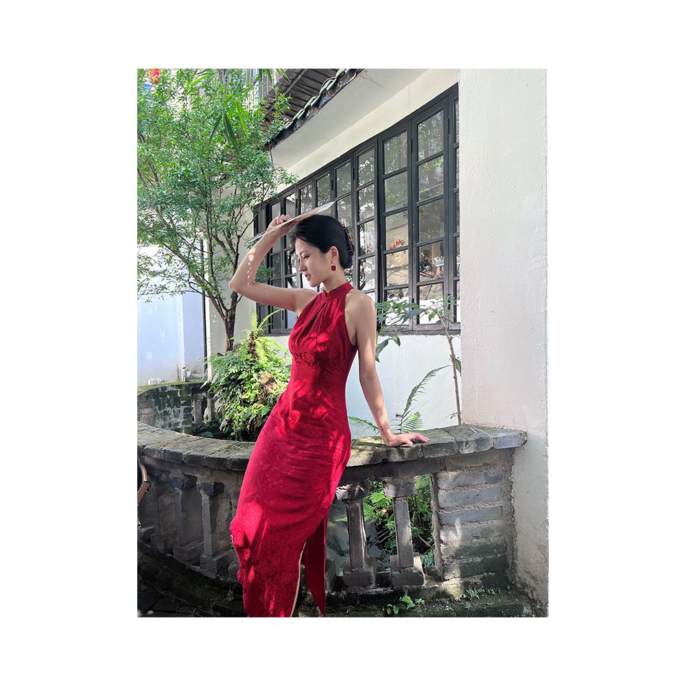 ASAYA2291 New Chinese Style sleeveless silk dress