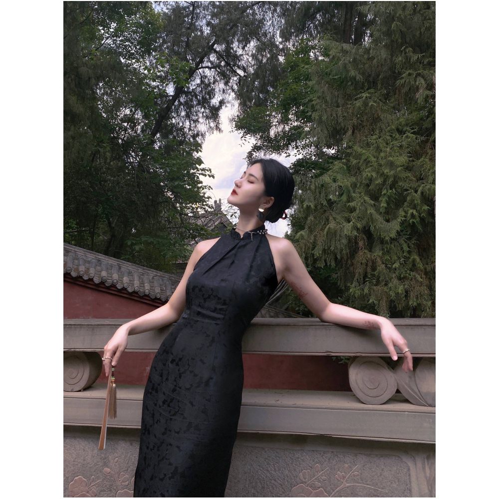 ASAYA2291 New Chinese Style sleeveless silk dress