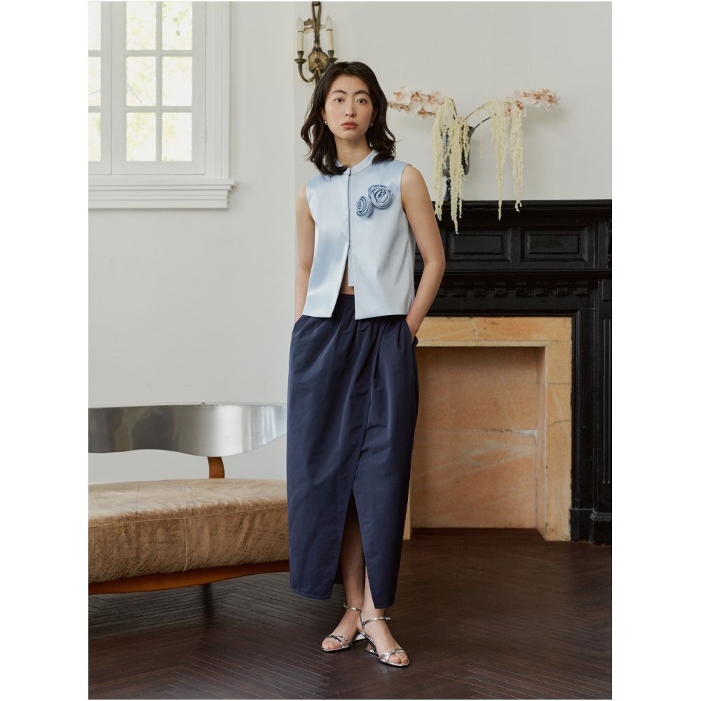 YUANYE Yuan Ye Cotton Memory Fabric Original Oriental Style Tibetan Blue Tulip Half Skirt Versatile image 2