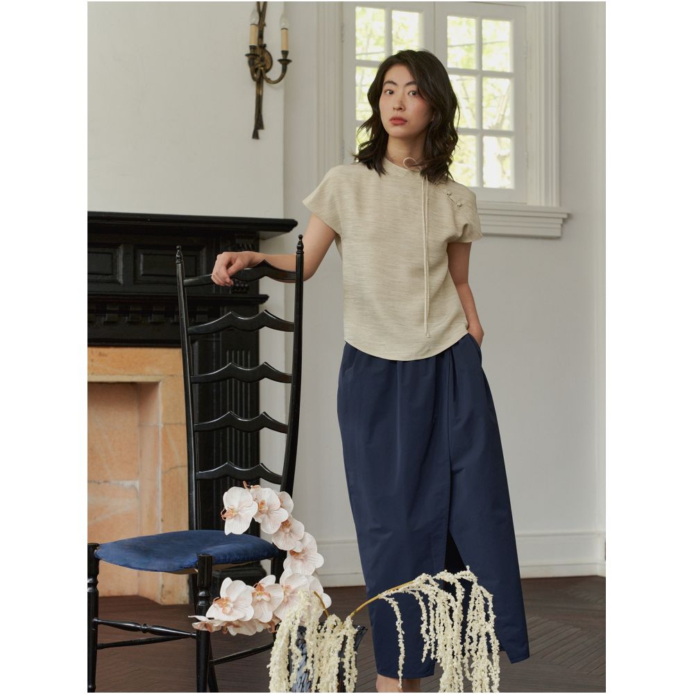 YUANYE Yuan Ye Cotton Memory Fabric Original Oriental Style Tibetan Blue Tulip Half Skirt Versatile image 3