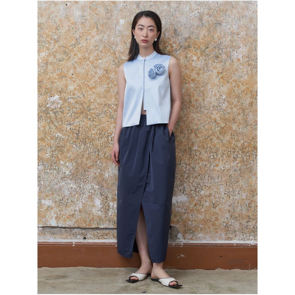 YUANYE Yuan Ye Cotton Memory Fabric Original Oriental Style Tibetan Blue Tulip Half Skirt Versatile image 4