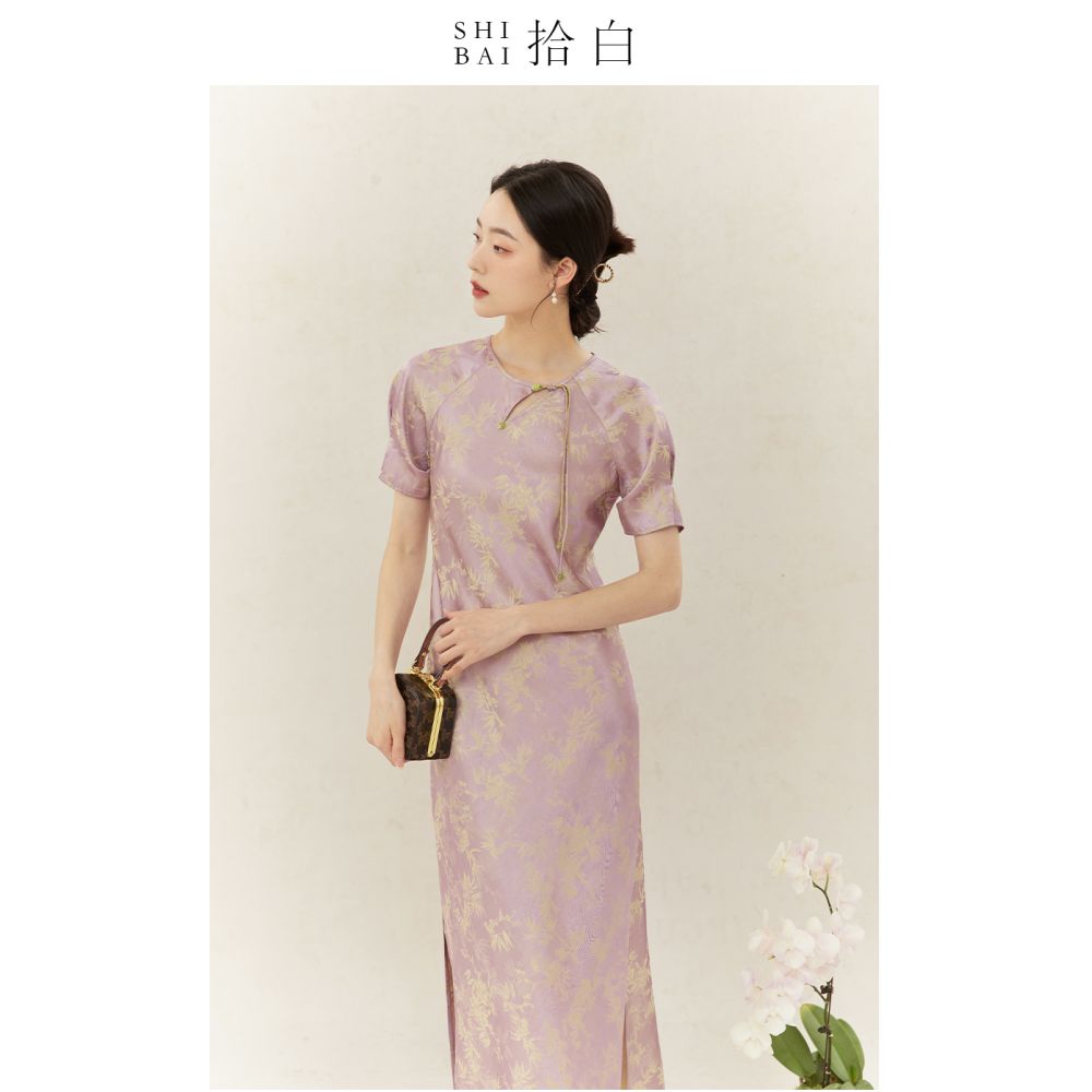 SHIBAI Shibai new Chinese style dress original national style women s elegant yellow skirt female tea service daily commuting image 17