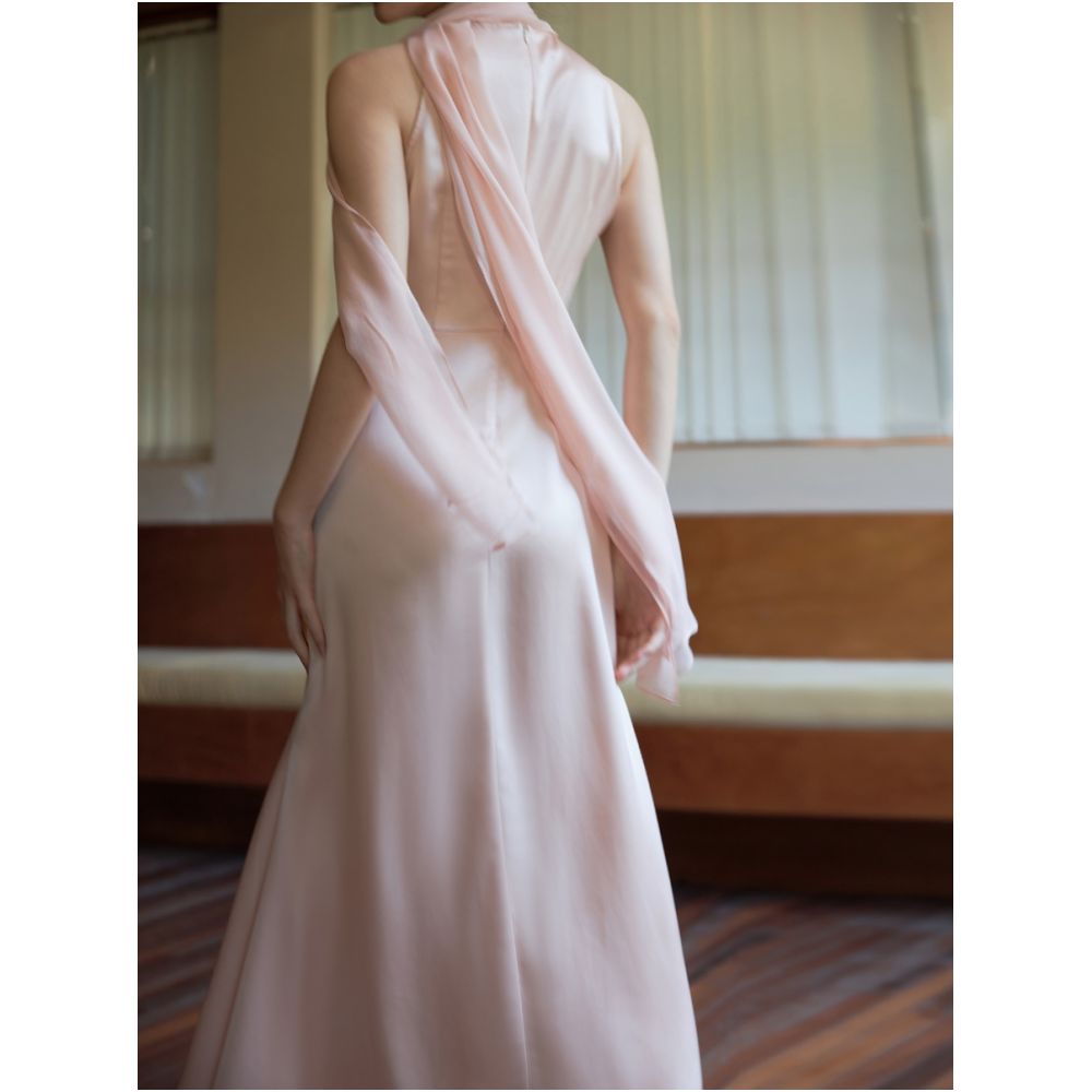 Acetate mulberry silk Shawl in various ways New Chinese dress summer off shoulder temperament banquet dress image 7