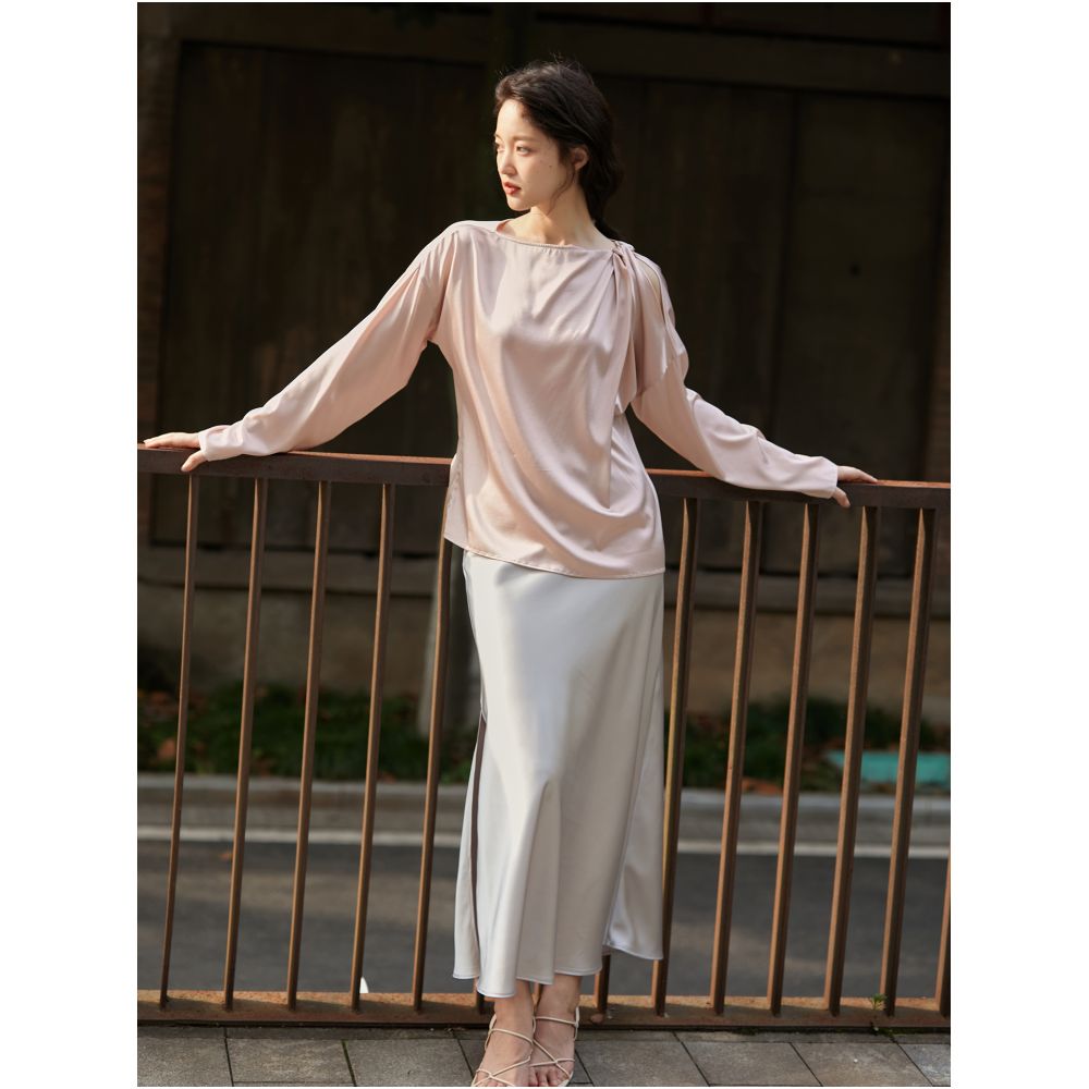 19mm stretch satin silk three dimensional style shirt suitable for daily wear image 12