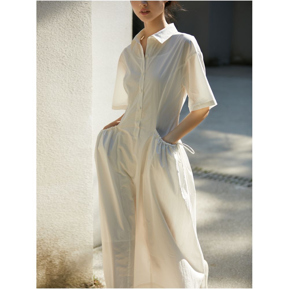 The clean and neat lining skirt with drawstring design is suitable for multiple occasions image 3