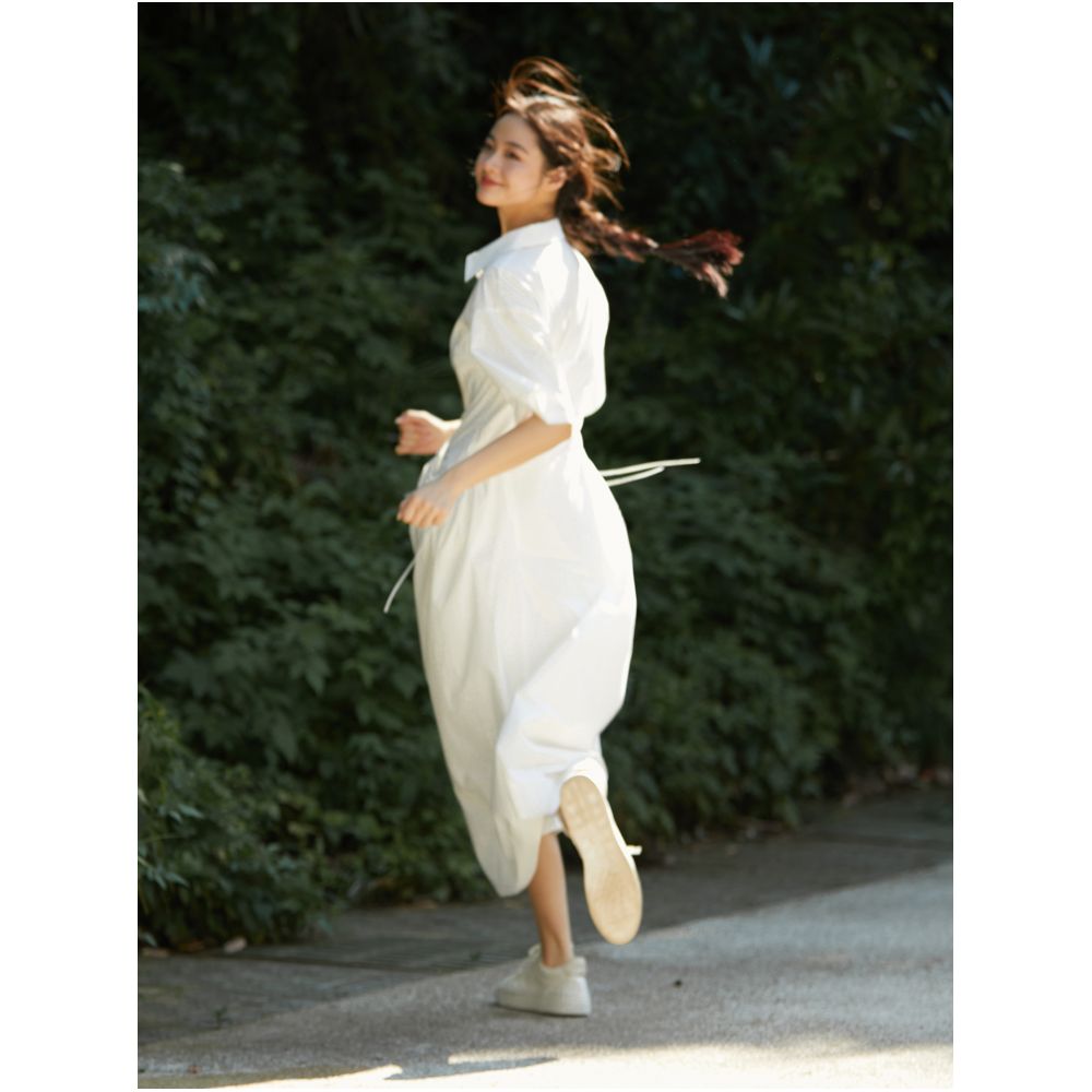 The clean and neat lining skirt with drawstring design is suitable for multiple occasions image 4