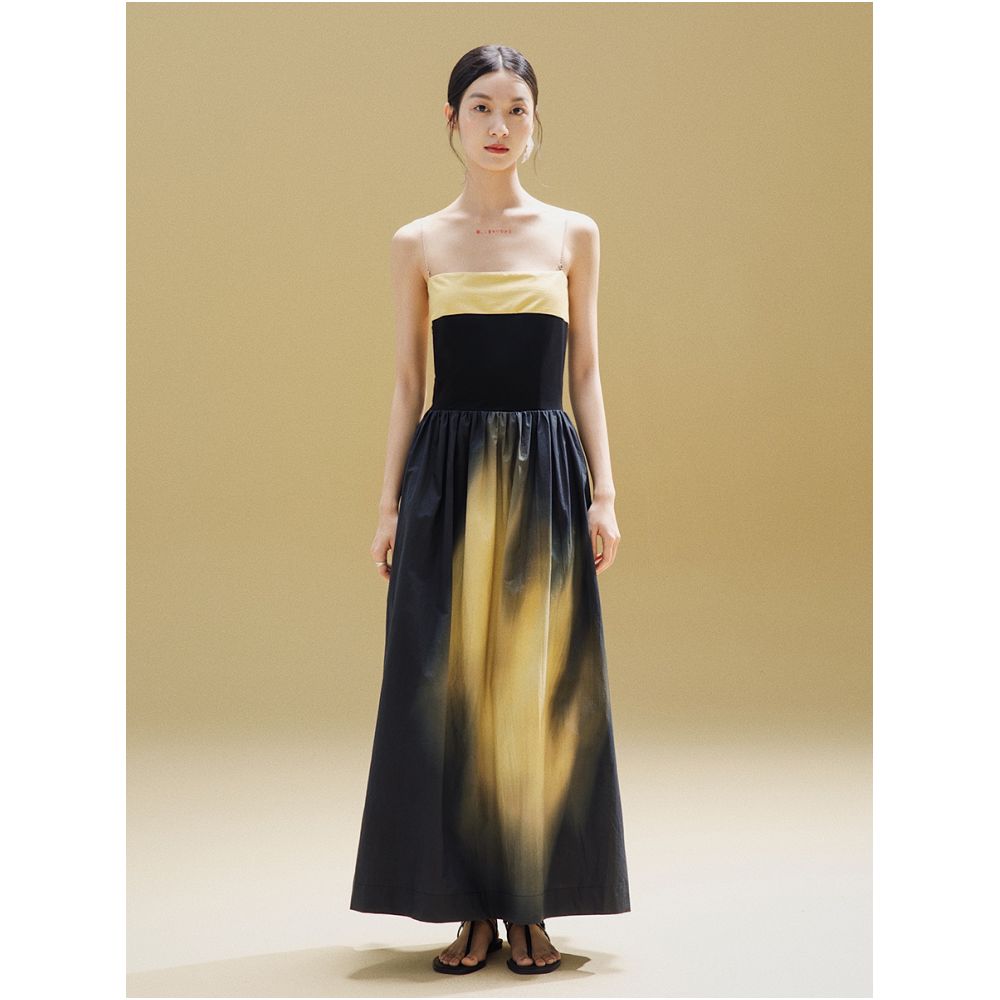 MURURMI Designer Brand Paper Cotton Printed Chest Wrapped Strap Skirt with Temperament and Open Collarbone Dress image 2