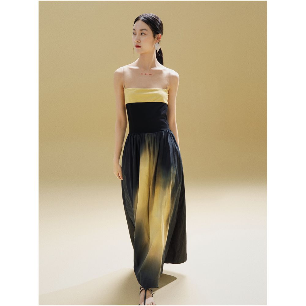 MURURMI Designer Brand Paper Cotton Printed Chest Wrapped Strap Skirt with Temperament and Open Collarbone Dress image 3