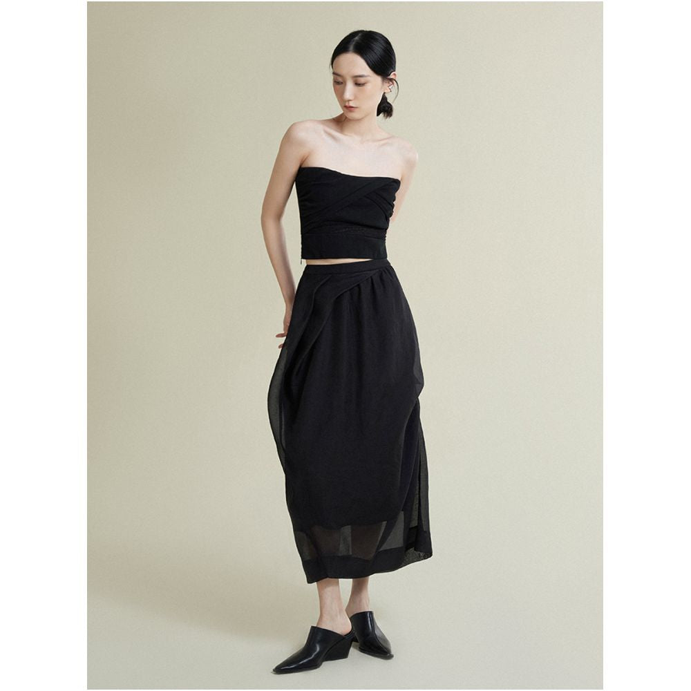 MURURMI Designer Brand Skirt Half Skirt Double Bottom pleated Half Skirt image 2