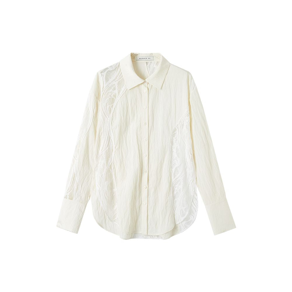 ASAYA2249 Oversized lace stitching shirt