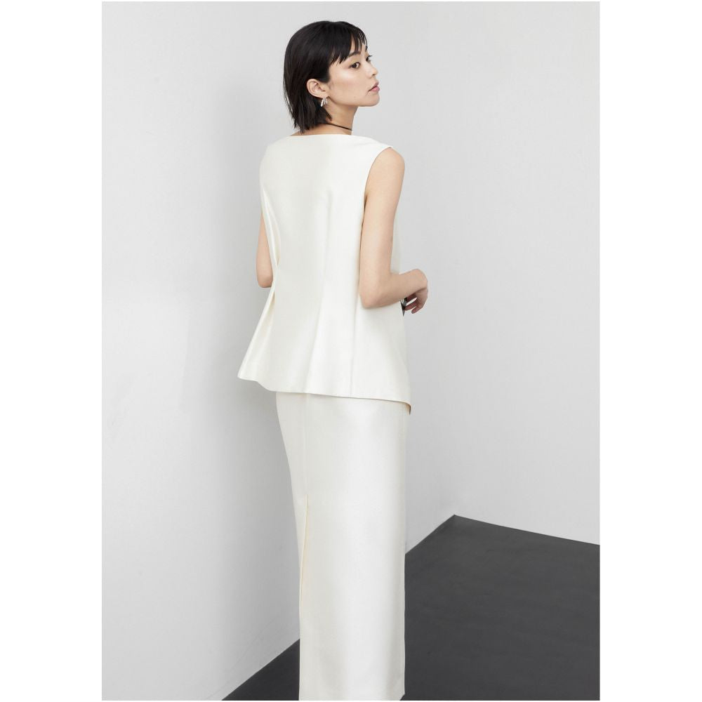 Le Samedi Half Familiar Lover R0W Wind Stacked Design Silk Luxury Date Tank Top Half Skirt Set image 22