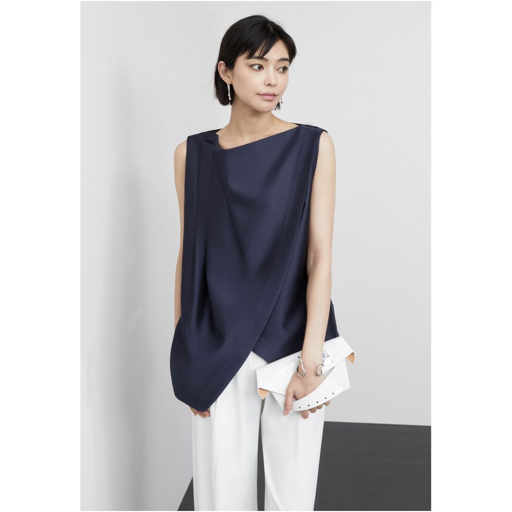 Le Samedi Half Familiar Lover R0W Wind Stacked Design Silk Luxury Date Tank Top Half Skirt Set image 24