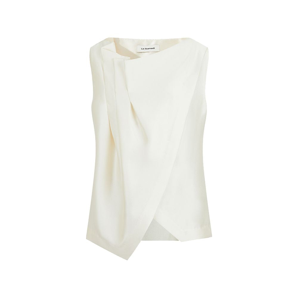 Le Samedi Half Familiar Lover R0W Wind Stacked Design Silk Luxury Date Tank Top Half Skirt Set image 1