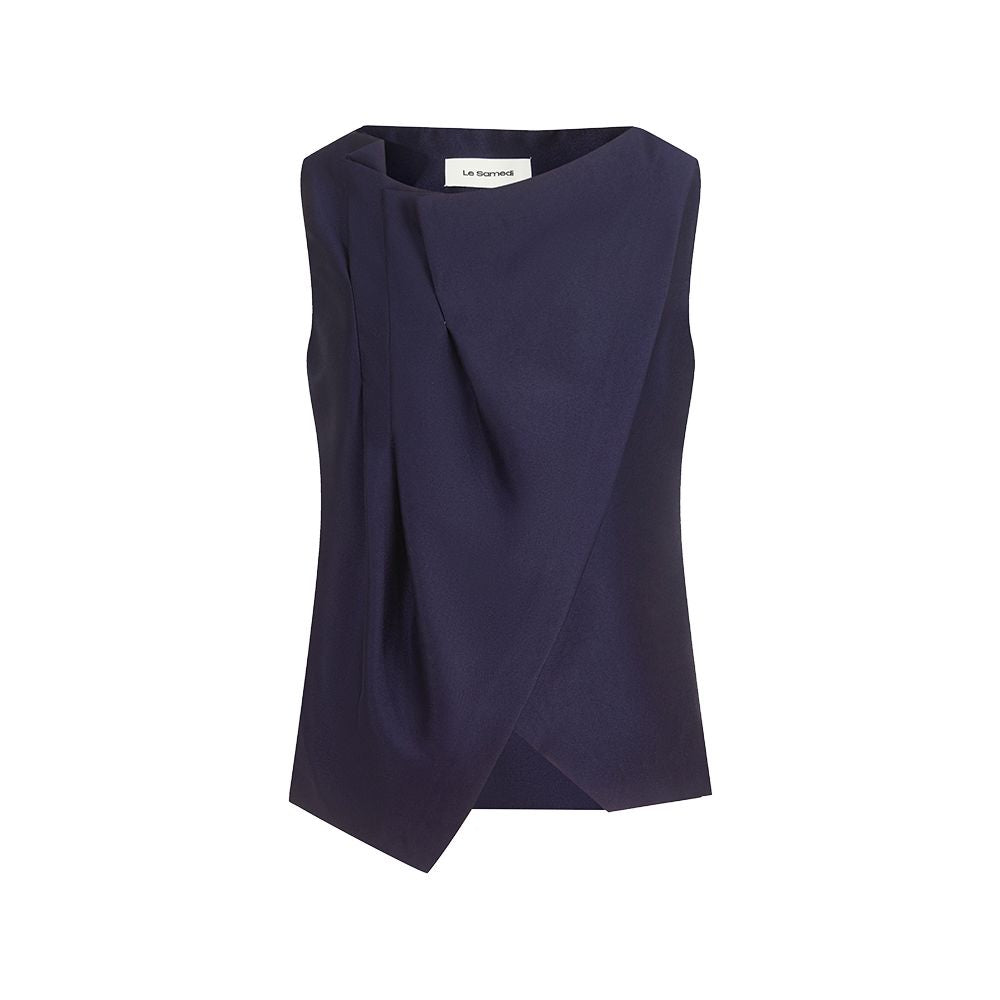 Le Samedi Half Familiar Lover R0W Wind Stacked Design Silk Luxury Date Tank Top Half Skirt Set image 8