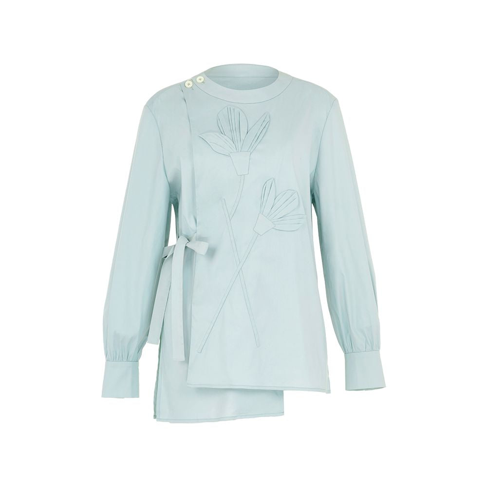 ASAYA2240 Origami Magnolia flower round neck top