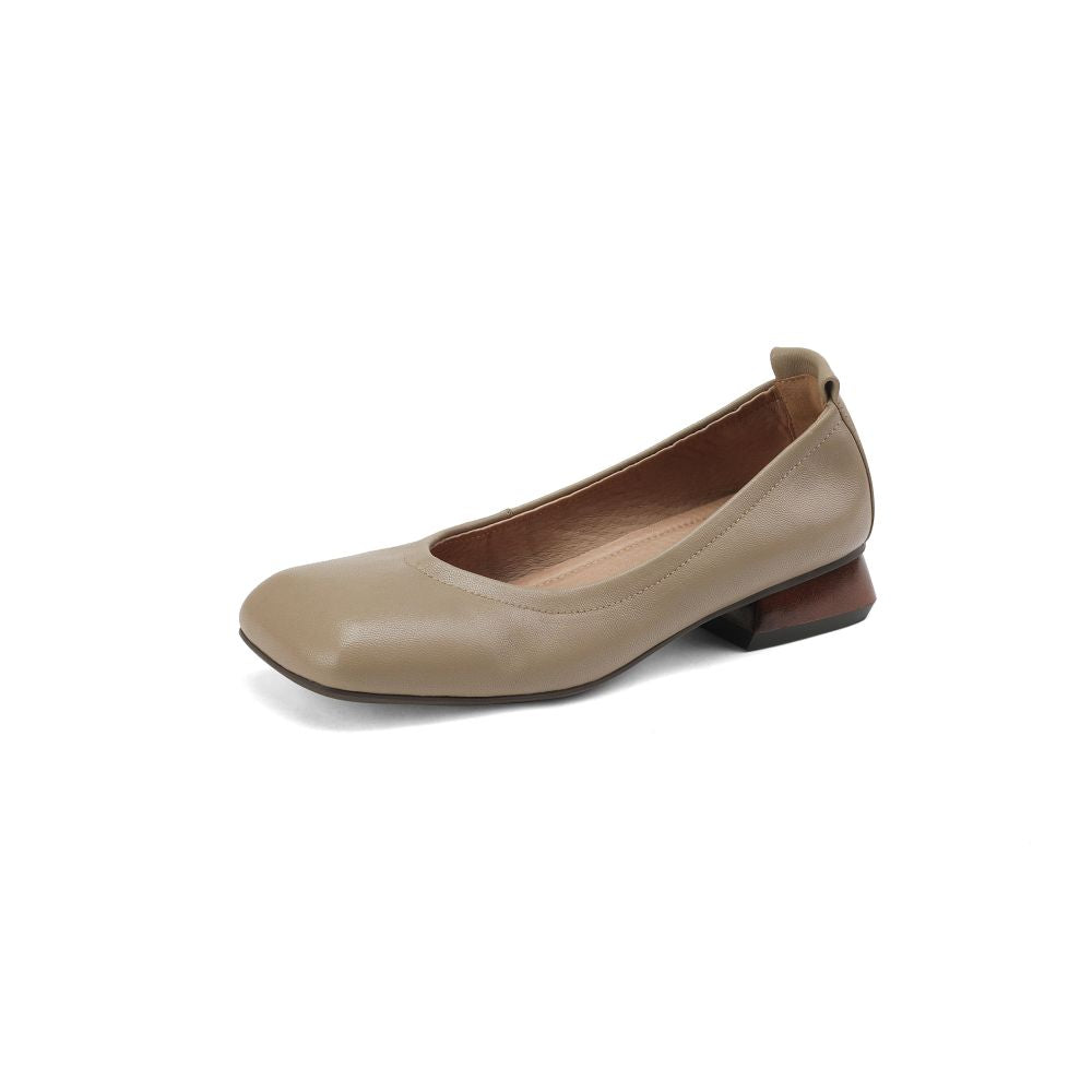 The store manager keeps their own new style Comfortable and stylish Genuine leather square toe shallow mouth single shoe for women simple and versatile commuting thick heel 3cm image 5