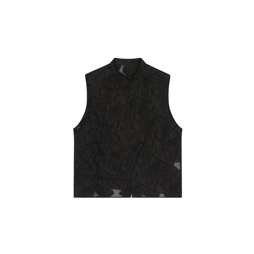 Ruyi Lianyun Spring Summer New Style Small Stand Collar Pan Button Scissors Flower Vest Women s Retro New Chinese Style Tank Top Shoulder image 21