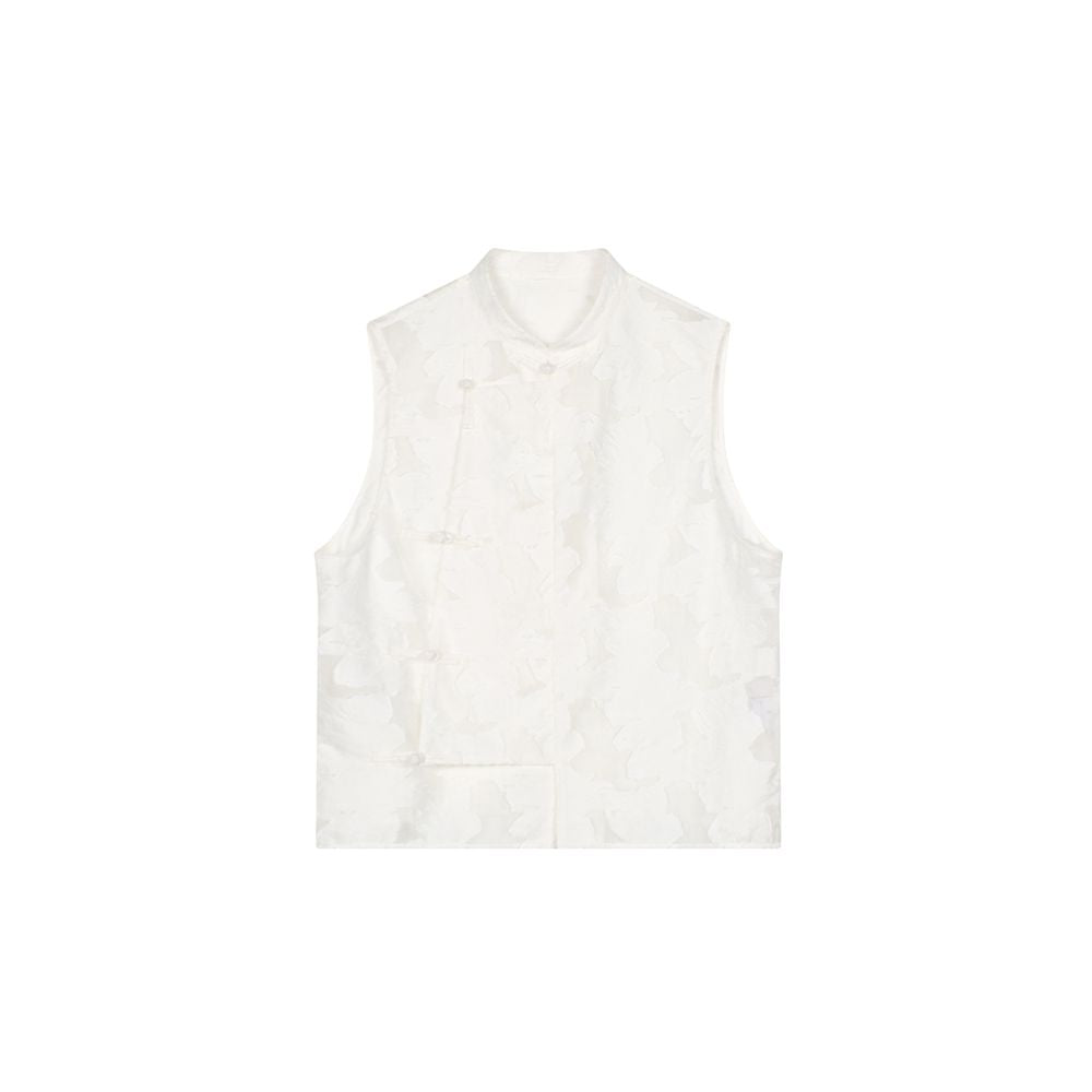 Ruyi Lianyun Spring Summer New Style Small Stand Collar Pan Button Scissors Flower Vest Women s Retro New Chinese Style Tank Top Shoulder image 5