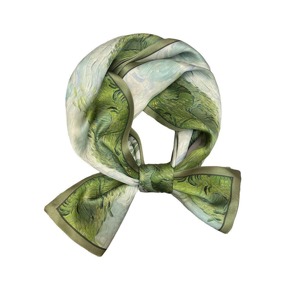 CKDH 100 mulberry silk silk scarf suitable for spring summer and autumn paired with a versatile shirt Green double sided long strip ribbon for women image 5