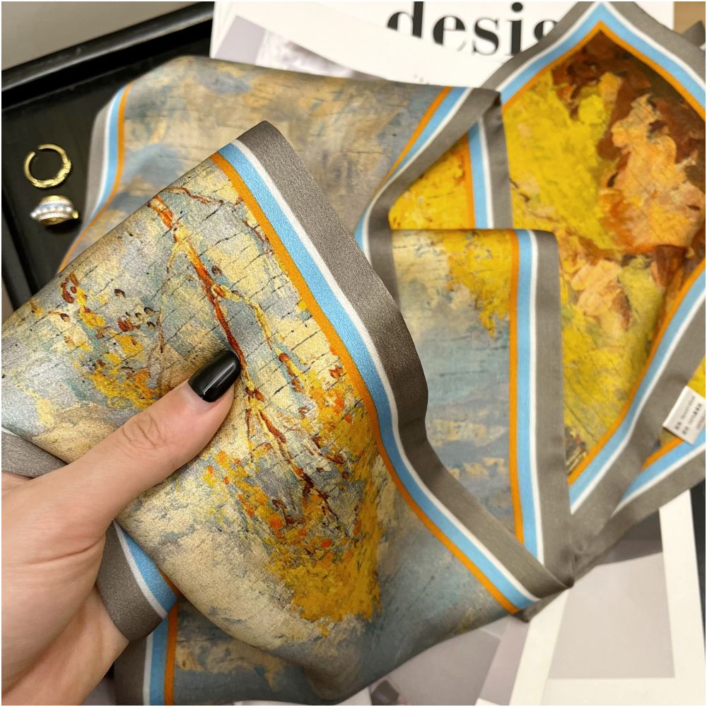 CKDH 100 mulberry silk silk scarf suitable for spring summer and autumn paired with a versatile shirt Green double sided long strip ribbon for women image 15