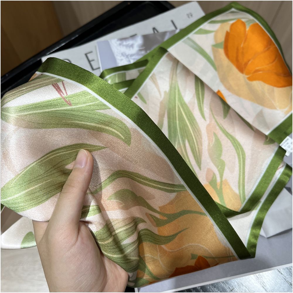 CKDH 100 mulberry silk silk scarf suitable for spring summer and autumn paired with a versatile shirt Green double sided long strip ribbon for women image 17