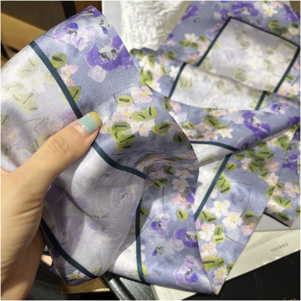 CKDH 100 mulberry silk silk scarf suitable for spring summer and autumn paired with a versatile shirt Green double sided long strip ribbon for women image 24