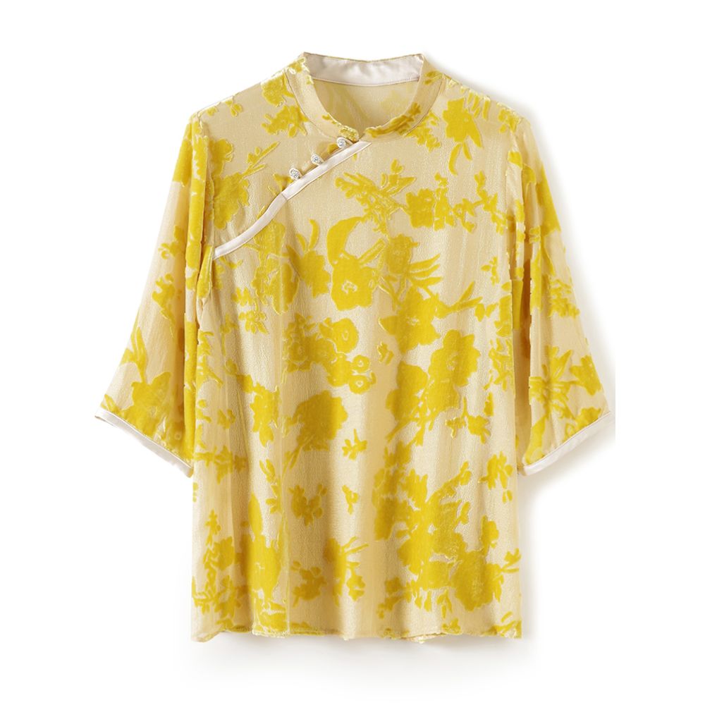 China Chic Heavyweight Silk Shirt Women s T shirt Summer New Chinese Guofeng Panbuckle Loose High end Silk Top image 20