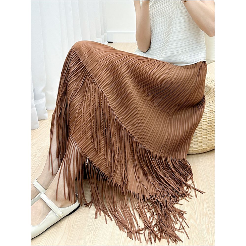 Homestay pleated foreign trade skirt children s 2025 summer new high end casual simple versatile slimming tassel skirt image 2