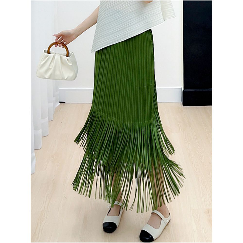 Homestay pleated foreign trade skirt children s 2025 summer new high end casual simple versatile slimming tassel skirt image 3
