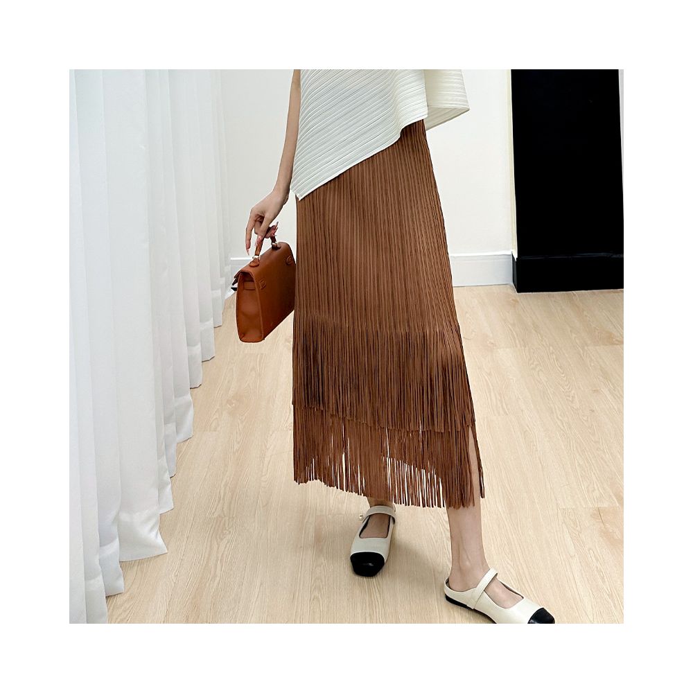 Homestay pleated foreign trade skirt children s 2025 summer new high end casual simple versatile slimming tassel skirt image 13
