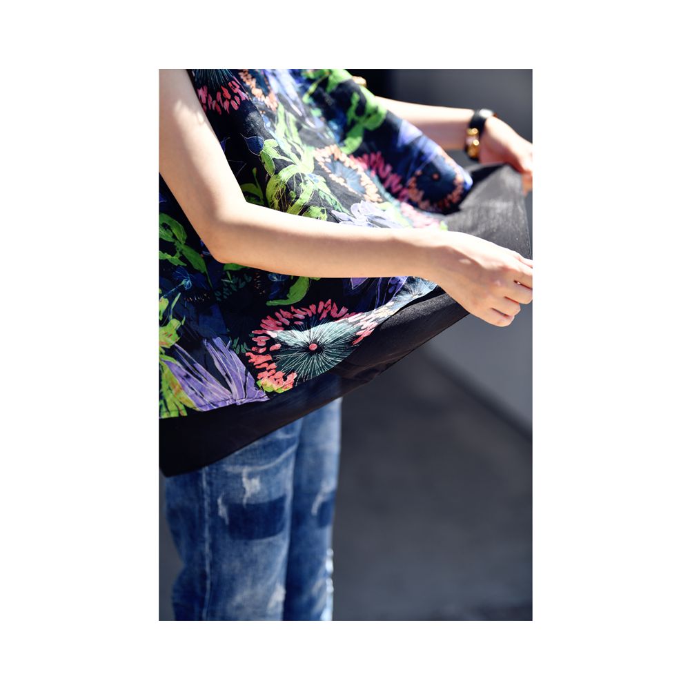 Free shipping B0119 artistic leisure simple ramie print small round neck short double layered vest A line sleeveless small shirt for women image 7