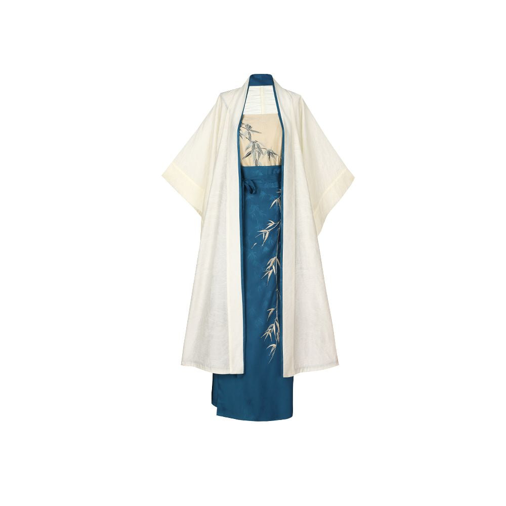 Dream Bamboo Language Chinese Style Original Song Dynasty Spinning Skirt Three Piece Set Changgan Temple Tencel Jacquard Embroidery Bamboo Daily Hanfu image 44