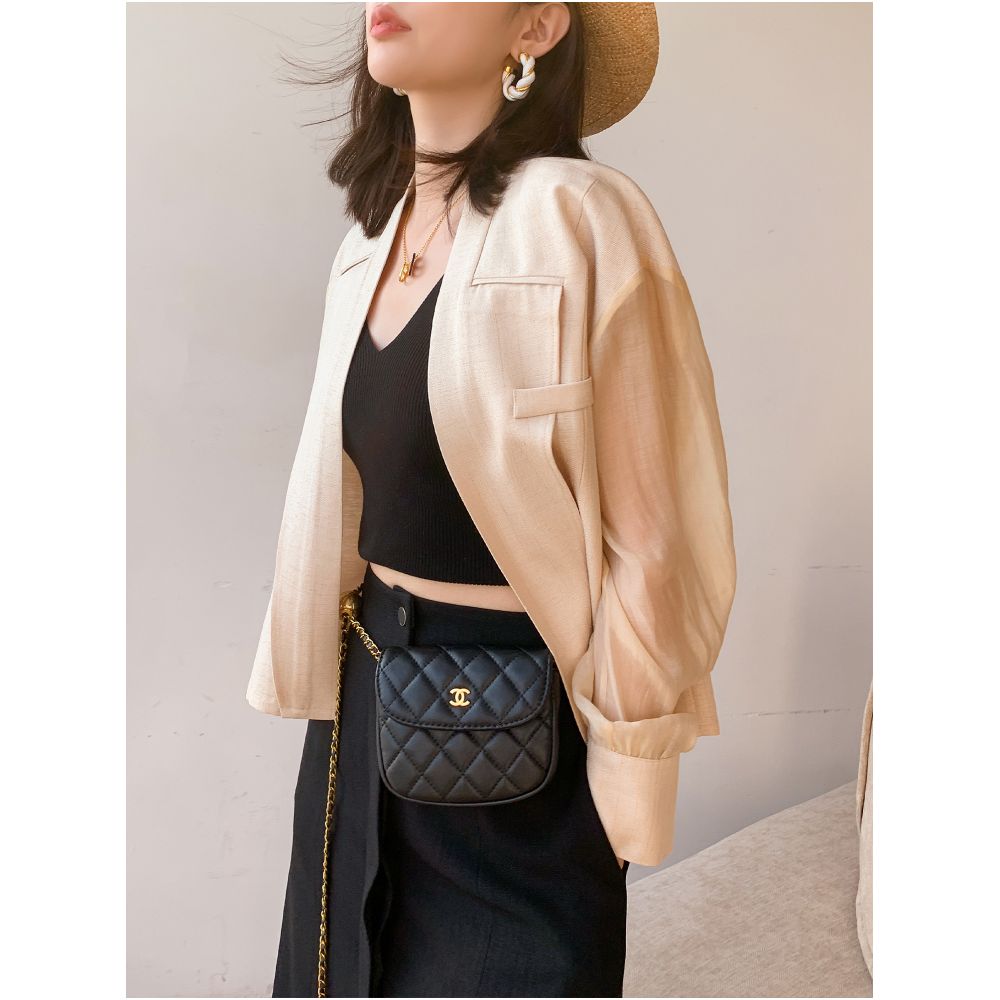 Light luxury design temperament women s top 2025 summer new splicing mesh small fragrant wind sunscreen short thin jacket cardigan image 4