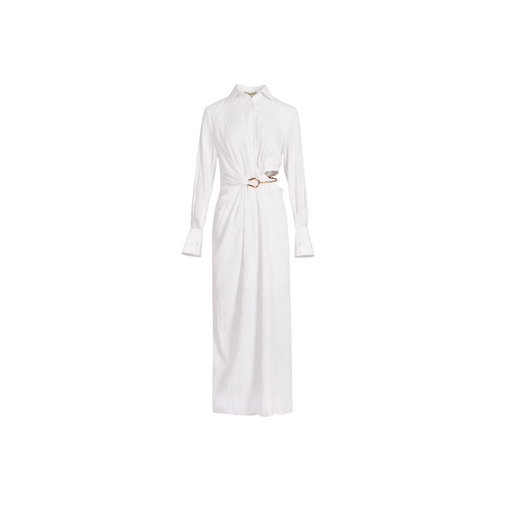 AEL original custom asymmetrical hollow waist dress autumn new style French white temperament shirt skirt for women image 9