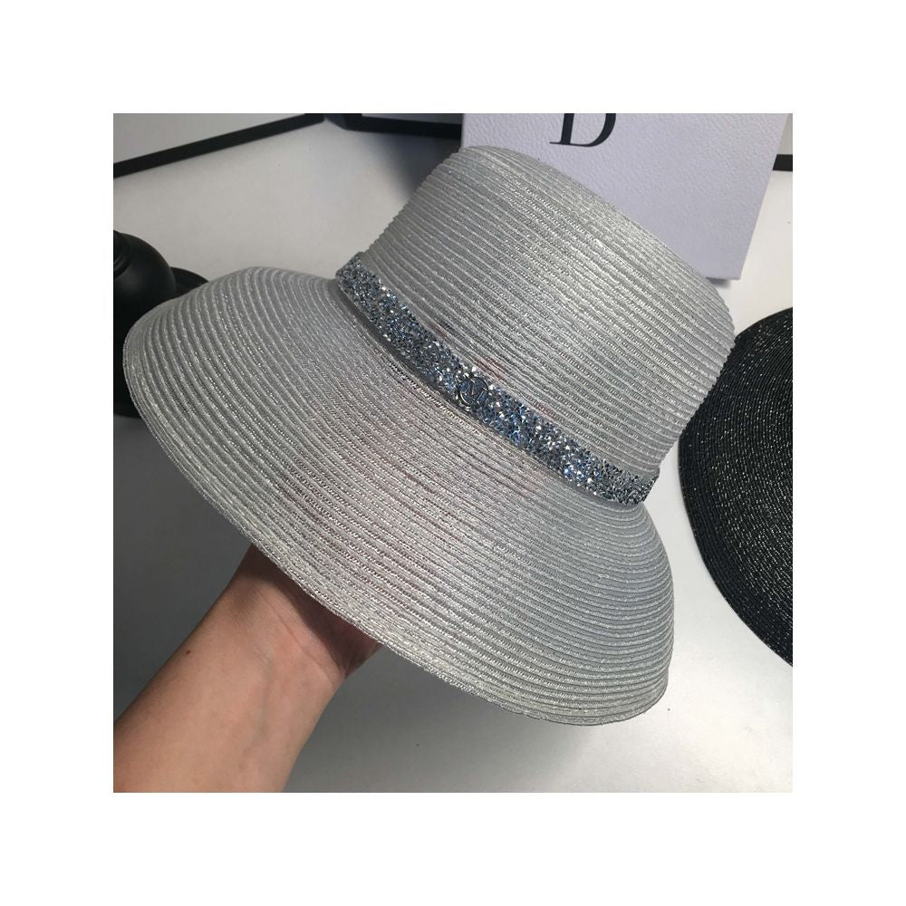 New Sunscreen Silver Wire Sunshade Hat for Women s Summer Trendy Versatile Foldable Straw Hat Summer Beach Travel Dome Fashion Hat image 10