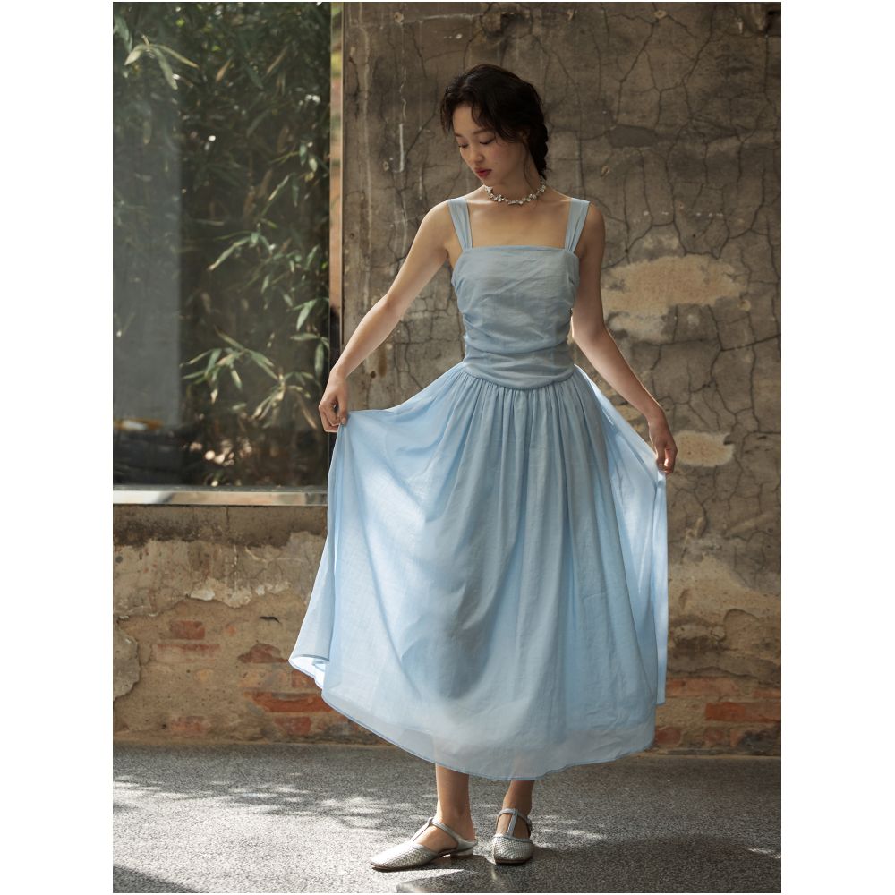 April Day in the Human World White Hemp Cotton Set Retro Curved Waist Strap Skirt Small Lantern Sleeve Shirt for Women image 33
