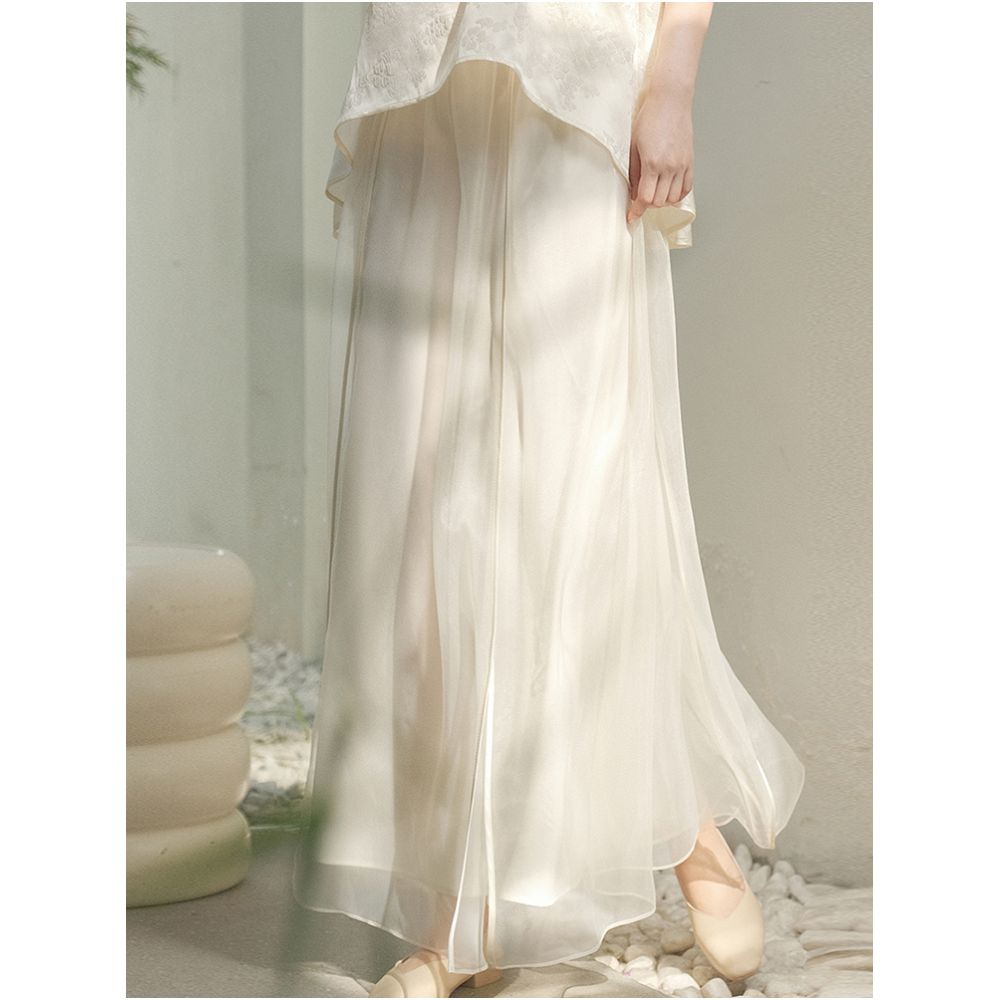Shan Nonferrous s new Chinese style retro women s clothing is versatile elegant and graceful with a graceful fairy white skirt image 2