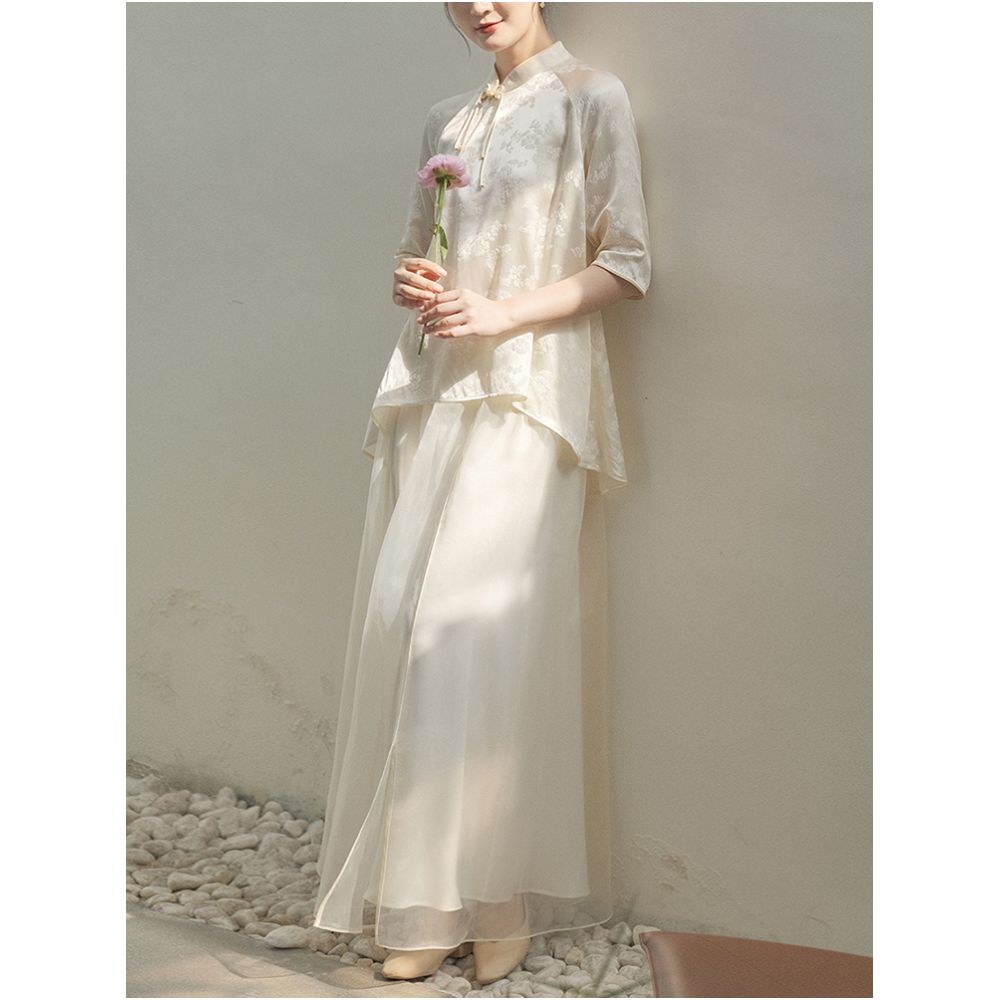 Shan Nonferrous s new Chinese style retro women s clothing is versatile elegant and graceful with a graceful fairy white skirt image 4