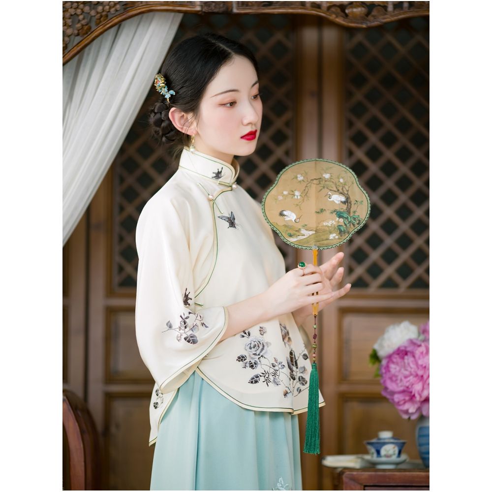 Carp Flower Shadow One City Wind Plush Elegant Embroidered Half Skirt Fresh and Versatile Daily Elastic Waist A line Skirt Original image 3