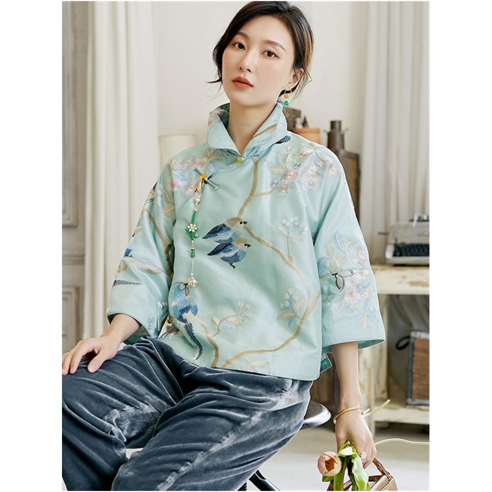 Zhendian Baby CPP211 Retro Chinese style Improved Tang Costume Inverted Big Sleeve Cheongsam Coat Embroidered Chinese Women s Clothing image 121