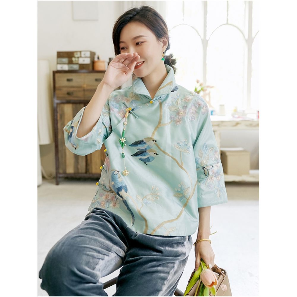 Zhendian Baby CPP211 Retro Chinese style Improved Tang Costume Inverted Big Sleeve Cheongsam Coat Embroidered Chinese Women s Clothing image 122