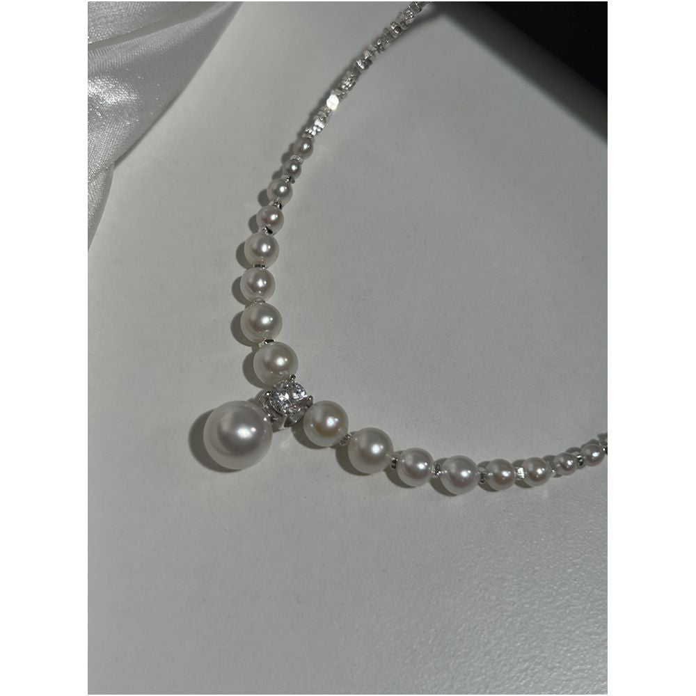 Sugar Fangjia Original Shijia Bright Pearl S925 Sterling Silver Gradient Necklace Niche Design High end Clavicle Chain image 32
