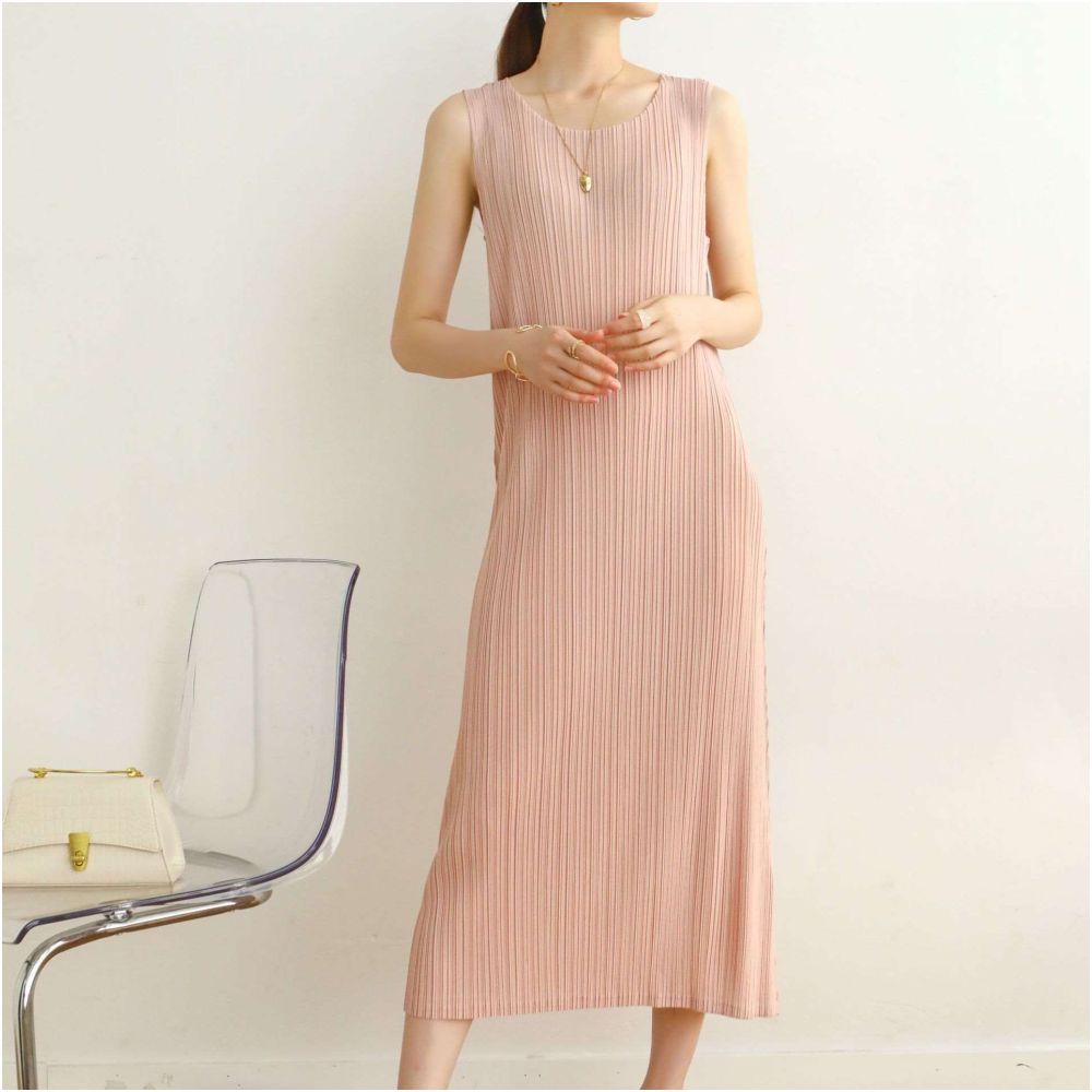 summer ins style Miyake pleated fashion sleeveless figure fl image 12