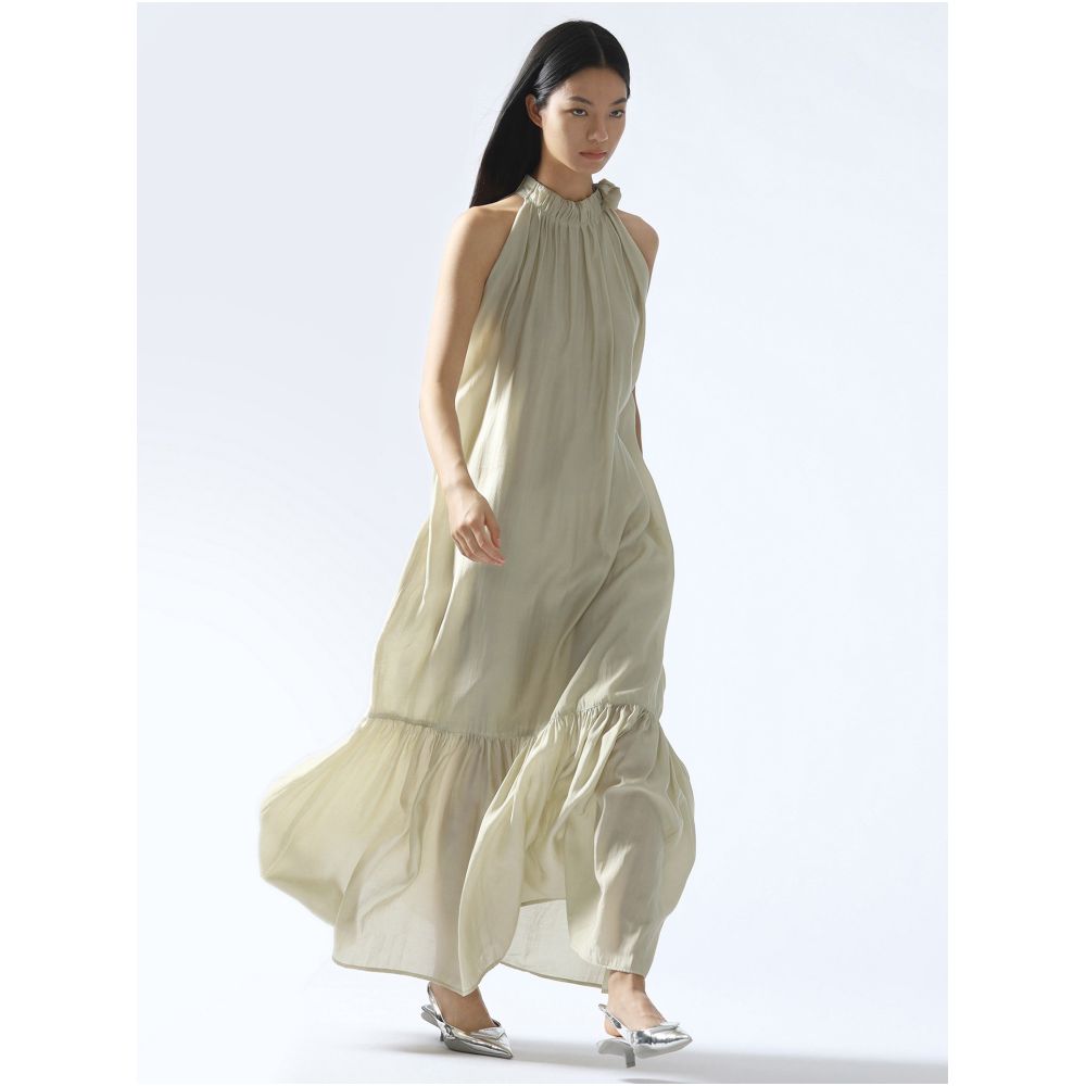 COMMON VALUE Japanese imported lyocell fiber halter neck A line dress image 1