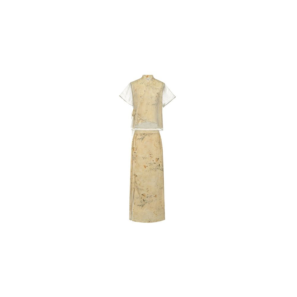 Meiyang clearance special sale picking up leaks Lanting sequence cheongsam set flower and bird stand collar top half skirt image 52