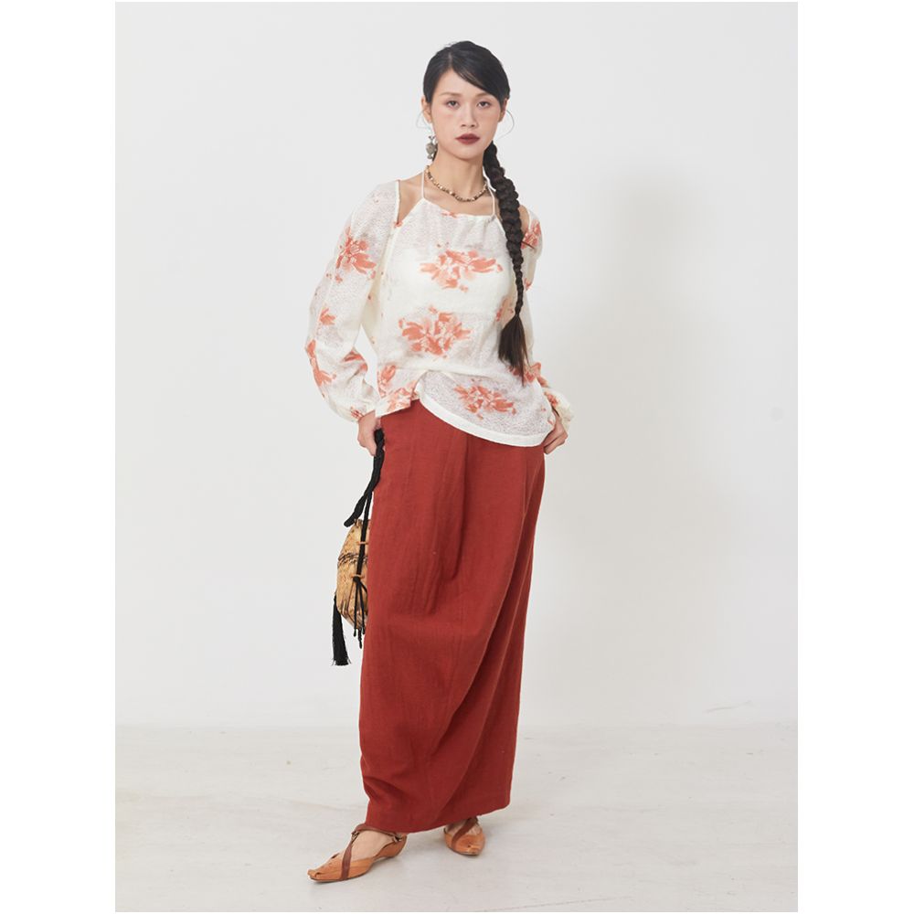 SISH seems to be a new Chinese style hanging neck camisole embroidered top long sleeved T shirt mohair blend with strapless image 5