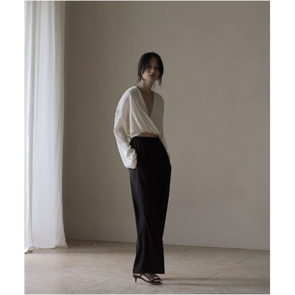 commuse memory sexy muse 19 momme stretch double satin drape silky shirt solid color blouse image 4