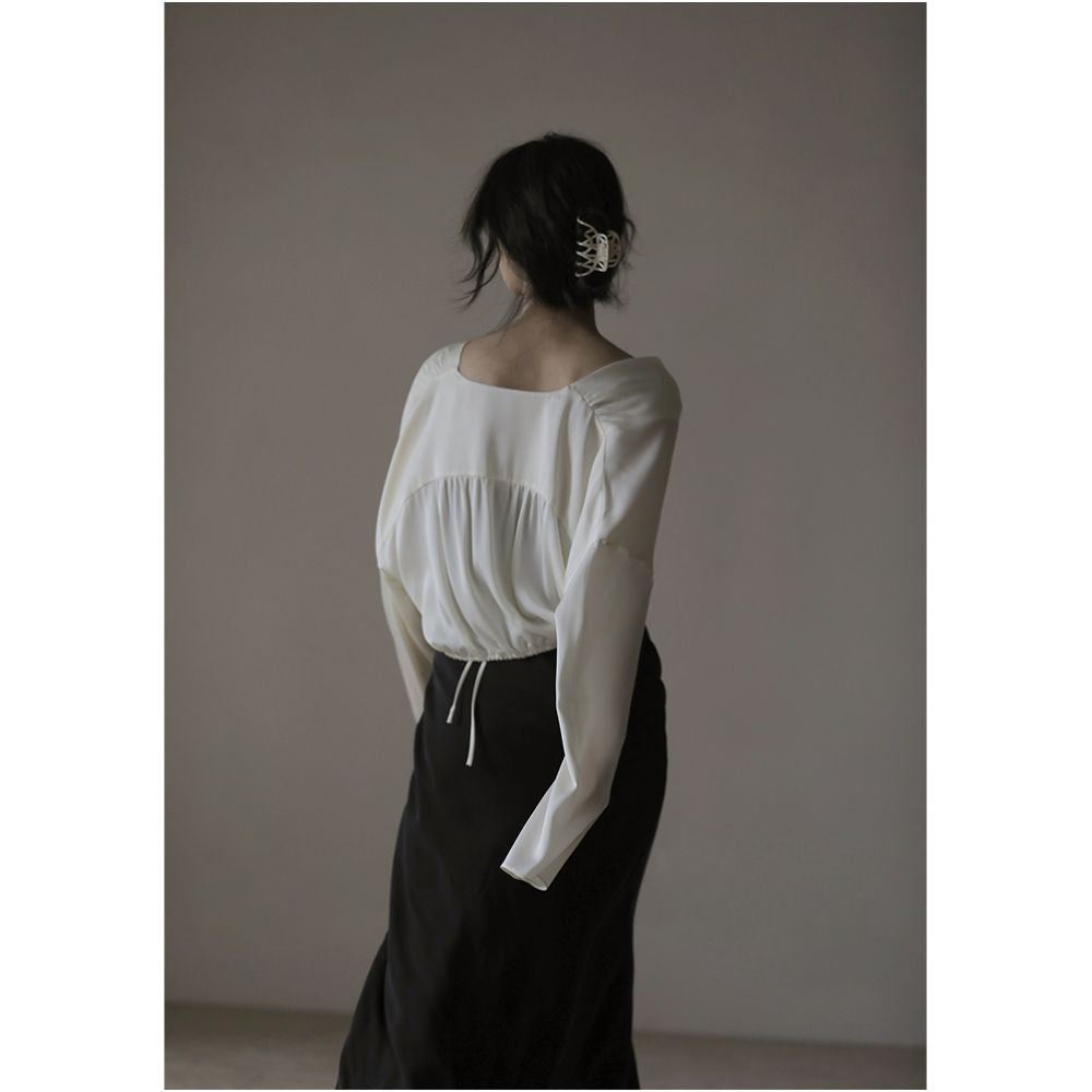 commuse memory sexy muse 19 momme stretch double satin drape silky shirt solid color blouse image 8